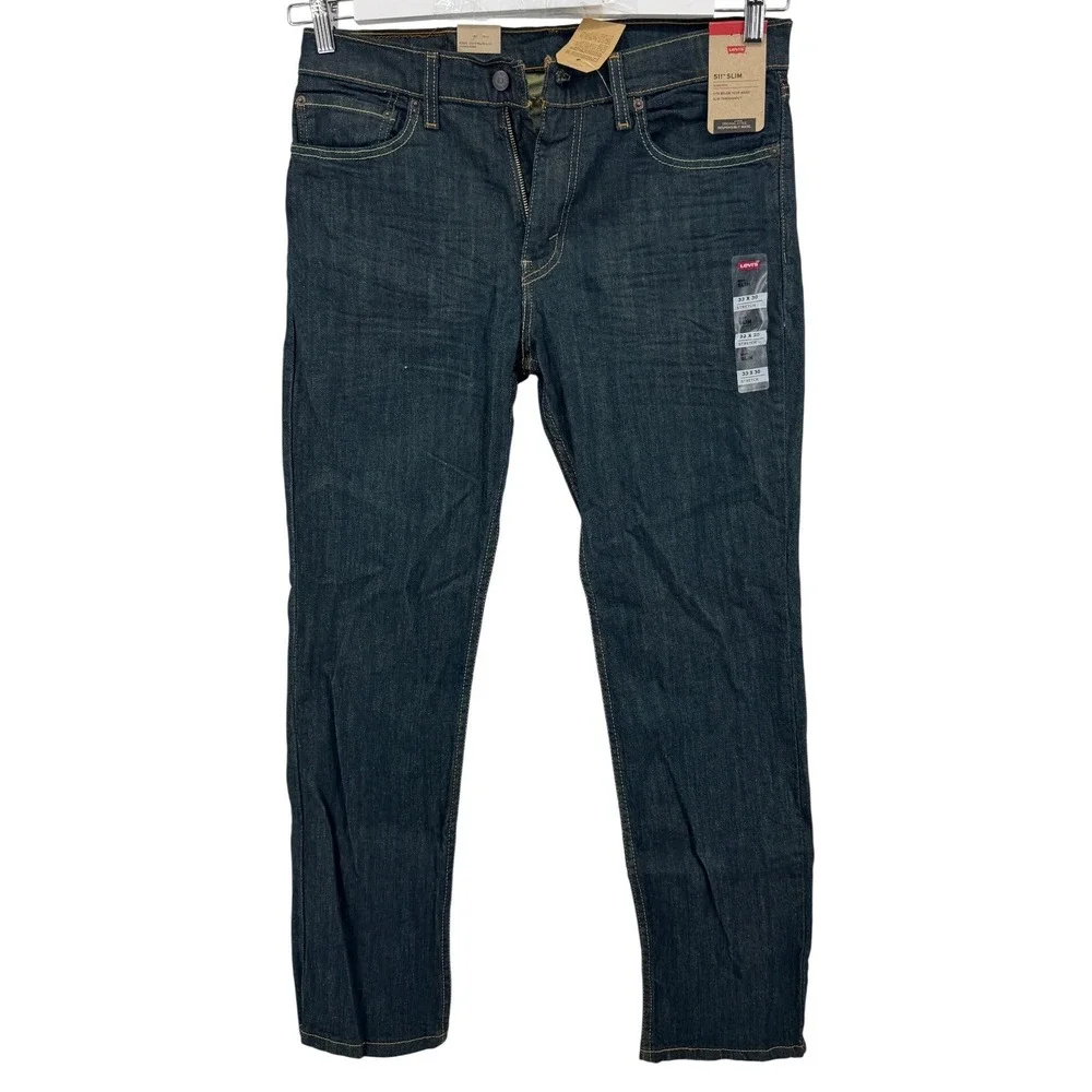 Levi's 511 Slim Men 33x30 Dark Indigo Stretch Denim Jeans NWT Casual Classic